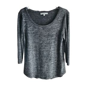 Rose + Olive Women's 3/4 Sleeve Gray/Black Top Size Medium D60